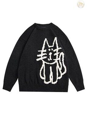 Oversized Cute Graphic Pullover Sweater Fall Winter Couple Tops